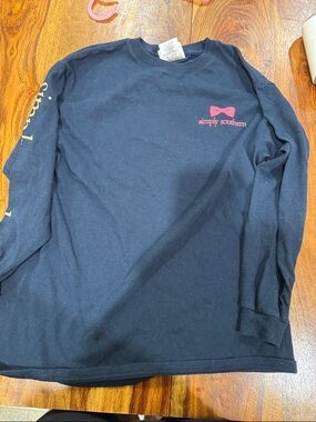 Simply Southern Navy Long Sleeve Tee with Pink Bow Accent